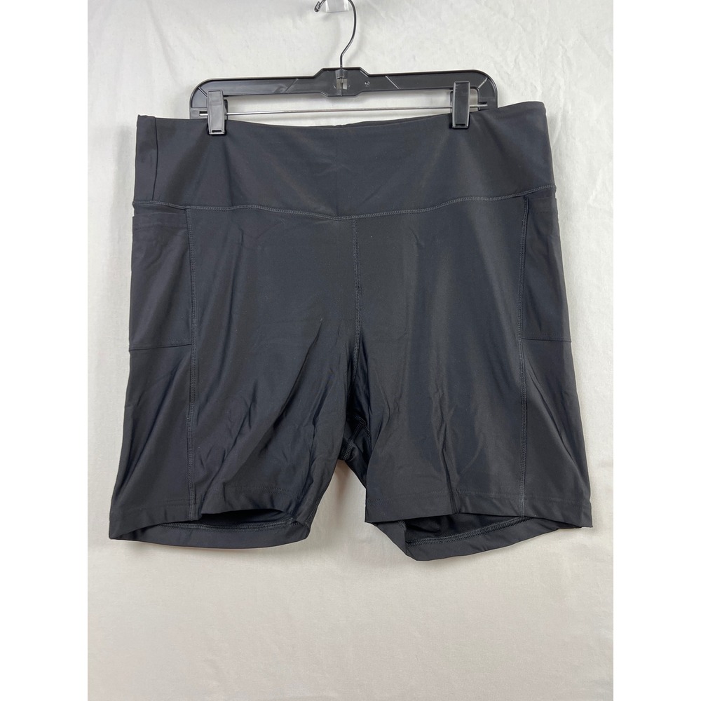 Lands' End Compression Shorts Women 2X 20W-22W Black High Waist Pockets Athletic